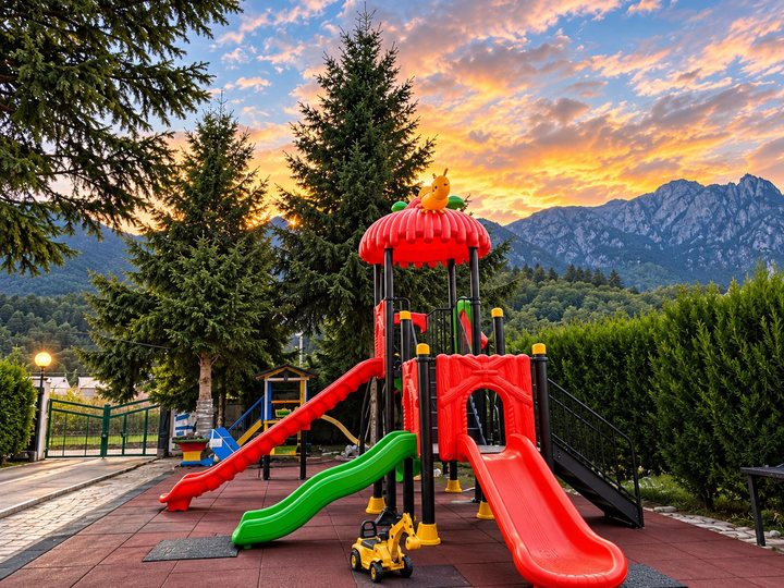 Locul de joacă pentru copii la apus